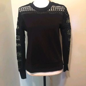 Max Jeans Black Lace Sweater Small Cotton Blend